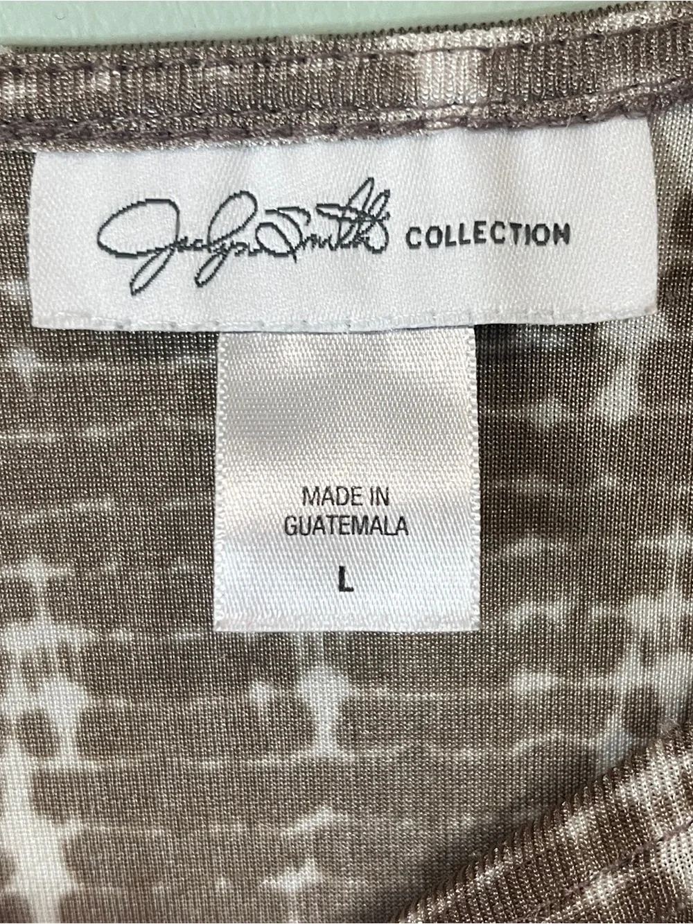 Jaclyn Smith Brown and White Patterned Short Sleeve Top